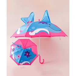 Babyhug Umbrella With Fish Print & Applique - Purple & Blue