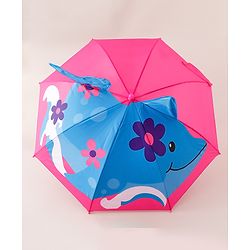 Babyhug Umbrella With Fish Print & Applique - Purple & Blue