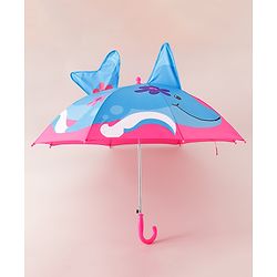 Babyhug Umbrella With Fish Print & Applique - Purple & Blue