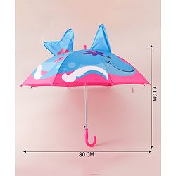 Babyhug Umbrella With Fish Print & Applique - Purple & Blue