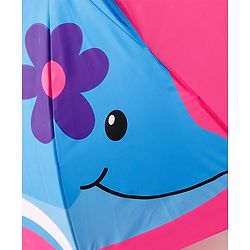Babyhug Umbrella With Fish Print & Applique - Purple & Blue
