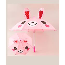 Babyhug Umbrella With Bunny Print & Applique - Pink