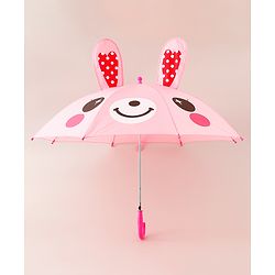 Babyhug Umbrella With Bunny Print & Applique - Pink