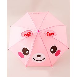 Babyhug Umbrella With Bunny Print & Applique - Pink
