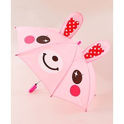 Babyhug Umbrella With Bunny Print & Applique - Pink