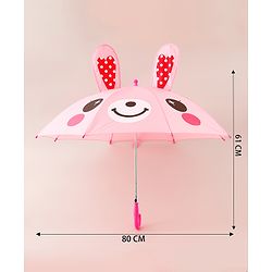 Babyhug Umbrella With Bunny Print & Applique - Pink
