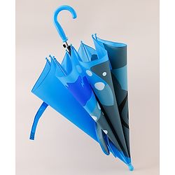 Babyhug Umbrella With Shark Print & Applique - Blue & Grey