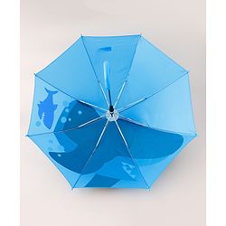 Babyhug Umbrella With Shark Print & Applique - Blue & Grey