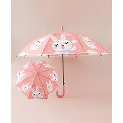 Babyhug Free Size Umbrella with Bunny Print - Red