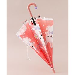 Babyhug Free Size Umbrella with Bunny Print - Red
