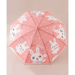 Babyhug Free Size Umbrella with Bunny Print - Red