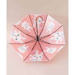Babyhug Free Size Umbrella with Bunny Print - Red