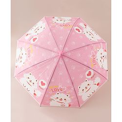 Babyhug Free Size Umbrella with Kitty Print -Pink