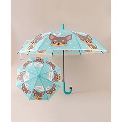 Babyhug Free Size Umbrella with Puppy Print -  Green
