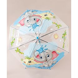 Babyhug Free Size Umbrella with Animal Print - Blue