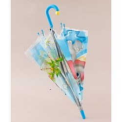 Babyhug Free Size Umbrella with Animal Print - Blue