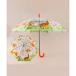 Babyhug Free Size Umbrella with Animal Print - Orange