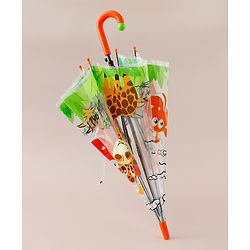 Babyhug Free Size Umbrella with Animal Print - Orange