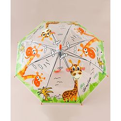 Babyhug Free Size Umbrella with Animal Print - Orange