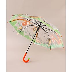 Babyhug Free Size Umbrella with Animal Print - Orange