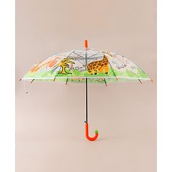 Babyhug Free Size Umbrella with Animal Print - Orange