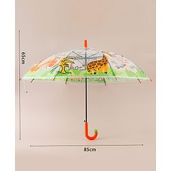 Babyhug Free Size Umbrella with Animal Print - Orange