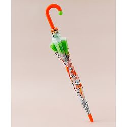 Babyhug Free Size Umbrella with Animal Print - Orange