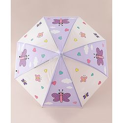 Babyhug Free Size Umbrella with Butterfly Print - Purple