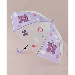 Babyhug Free Size Umbrella with Butterfly Print - Purple