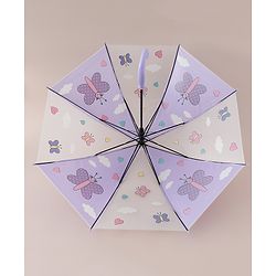 Babyhug Free Size Umbrella with Butterfly Print - Purple