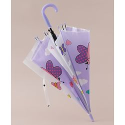 Babyhug Free Size Umbrella with Butterfly Print - Purple