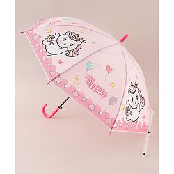 Babyhug Free Size Umbrella with Unicorn Print - Dark Pink