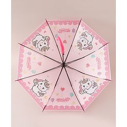 Babyhug Free Size Umbrella with Unicorn Print - Dark Pink