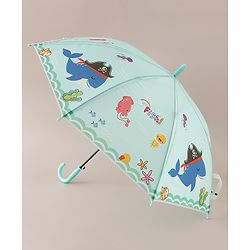 Babyhug  Free Size Umbrellawith Sea Life Theme Print - Light Green
