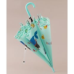 Babyhug  Free Size Umbrellawith Sea Life Theme Print - Light Green