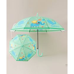 Babyhug Free Size Elephant Printed Umbrella - Light Green