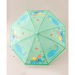 Babyhug Free Size Elephant Printed Umbrella - Light Green