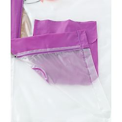 Babyhug Hooded Raincoat With Animal Print - Purple