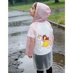 Babyhug Full Sleeves Raincoat With Unicorn Print - Pink