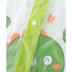Babyhug Full Sleeves Raincoat With Dino Print - Green