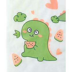 Babyhug Full Sleeves Raincoat With Dino Print - Green