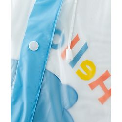 Babyhug Full Sleeves Raincoat With Dino Print - Blue