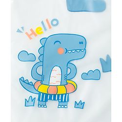 Babyhug Full Sleeves Raincoat With Dino Print - Blue