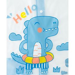 Babyhug Full Sleeves Raincoat With Dino Print - Blue