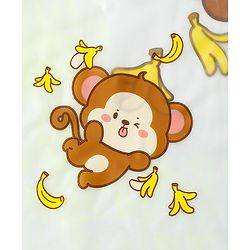 Babyhug Full Sleeves Raincoat With Monkey Print - Yellow