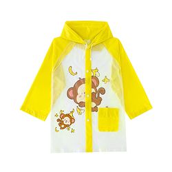 Babyhug Full Sleeves Raincoat With Monkey Print - Yellow