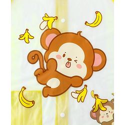 Babyhug Full Sleeves Raincoat With Monkey Print - Yellow