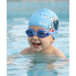 Babyhug Swimming Goggles and Cap Set with Adjustable Fit- Blue