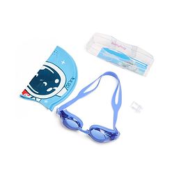 Babyhug Swimming Goggles and Cap Set with Adjustable Fit- Blue