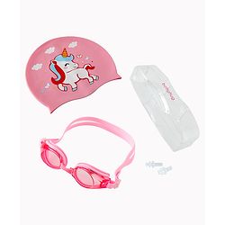 Babyhug Free Size Swimming Set Unicorn Print - Pink